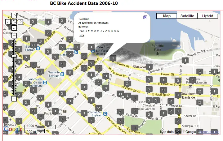 bikes | Interactive Map of Bicycle Collisions Zones in Vancouver