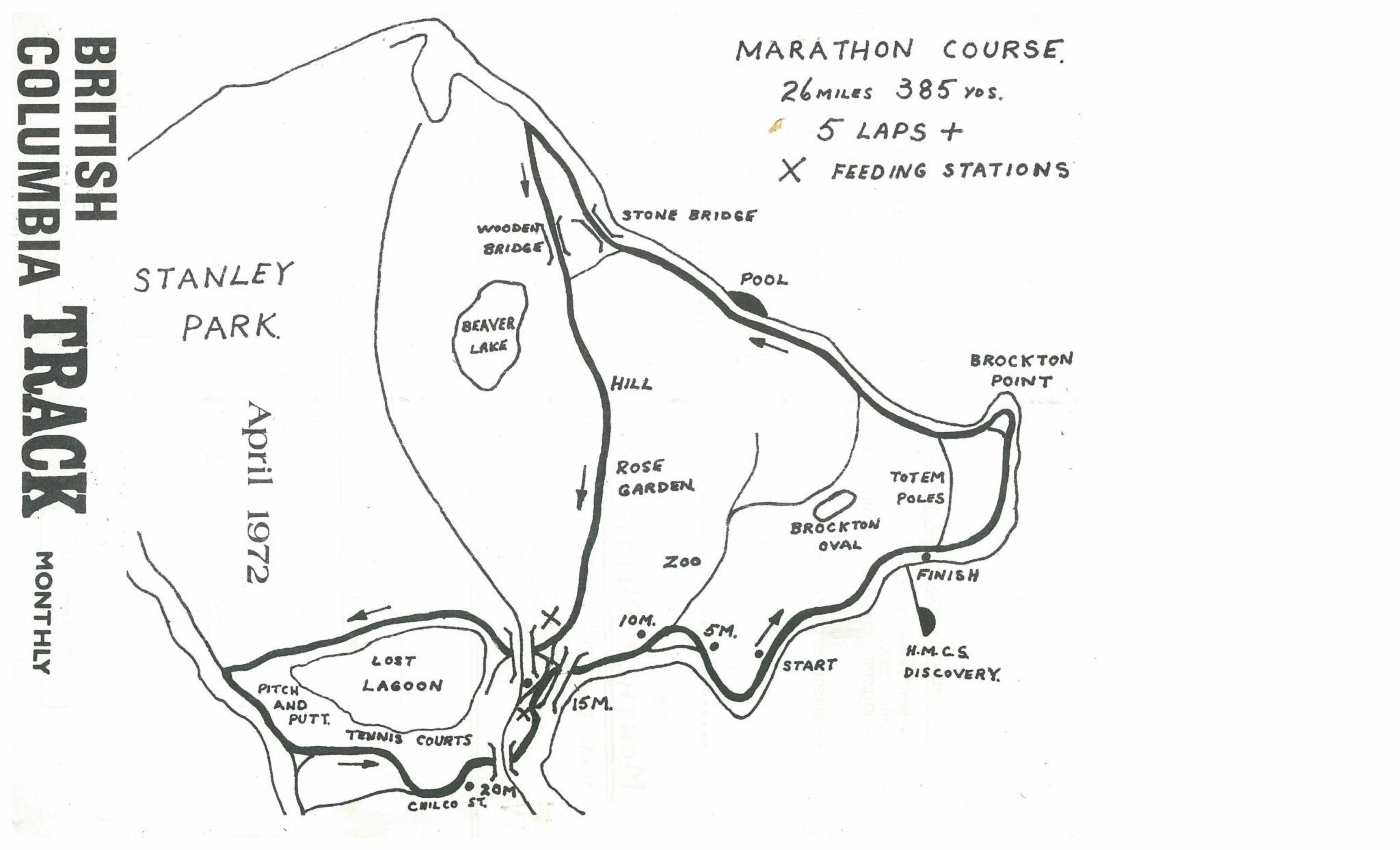 Vancouver Marathon 1972 Course Map
